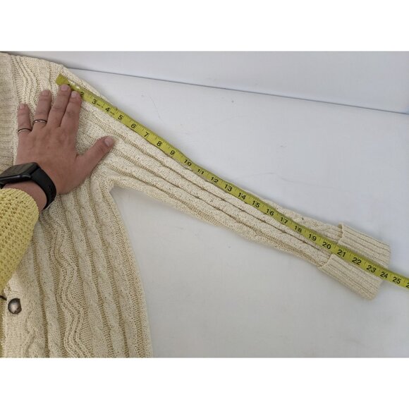 Anthropologie One Girl Who Wisdom Long Knit Cardigan Sweater One Size Cream - Picture 12 of 13
